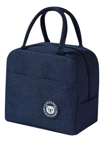 Bolsa Térmica Pequena Necessaire Azul Lancheira Unissex Cor Azul-marinho