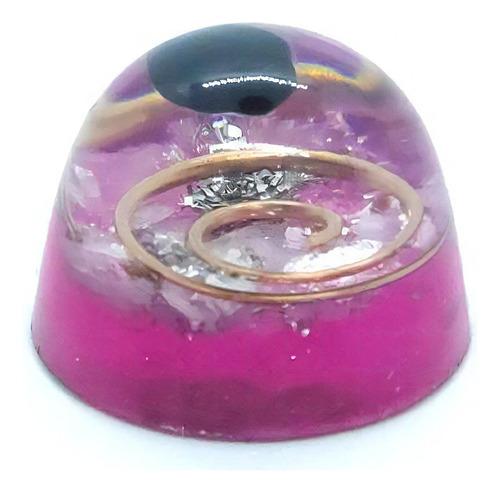 Orgonite Semi-esférico Rosa Com Ônix - Relacionamento