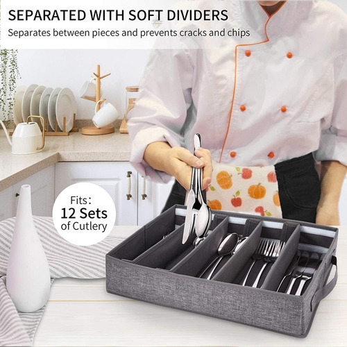Caja De Almacenamiento De Cubiertos De 5 Compartimentos Con