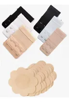 Comprar Set 6 Extensores De Sostén + 10 Parches Cubre Pezón Blanco Negro Y Beige