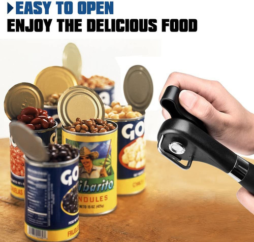 Abridor De Latas Manual Con Borde Liso, Ergonómico, De Acero