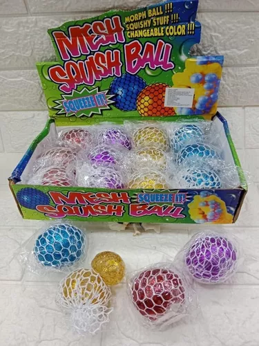 6 Pelotas Antiestres Neon Bola De Malla Cerebro Squishy Ball