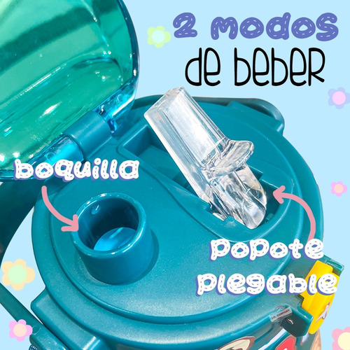Imagen 6 de 8 de Botella Para Agua 1400 Ml Correa Stickers Kawaii 600974