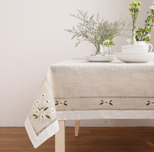 Mantel Elegante Mantel Rectangular Bordado A Mano