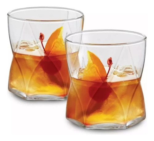 Set Vasos Vidrio Dof Rombus Whisky 4 De 465ml Y 4 De 352ml