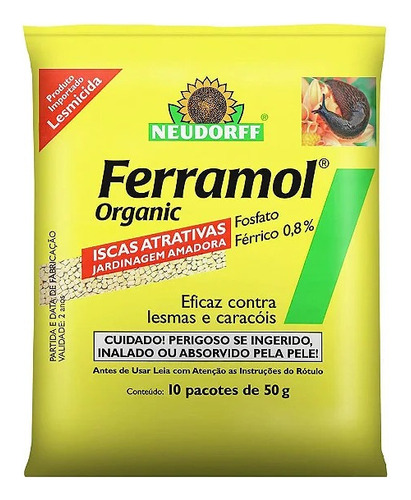 Lesmicida Orgânico Ferramol - Neudorff 10 X 50 Gr