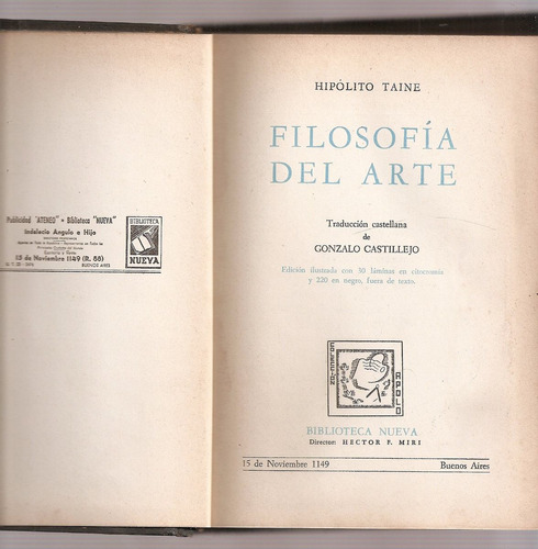 Filosofia Del Arte - Taine - Biblioteca Nueva