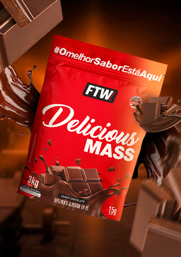 Delicious Mass Hipercalórico Pouch 3Kg Sabor Chocolate - FTW
