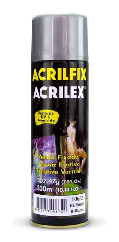 Verniz Spray Fixador Acrilex Acrilfix Brilhante 300ml