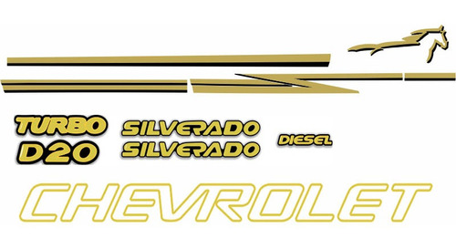 Kit Faixas Adesivos Silverado D20 Chevrolet Resinados 2000