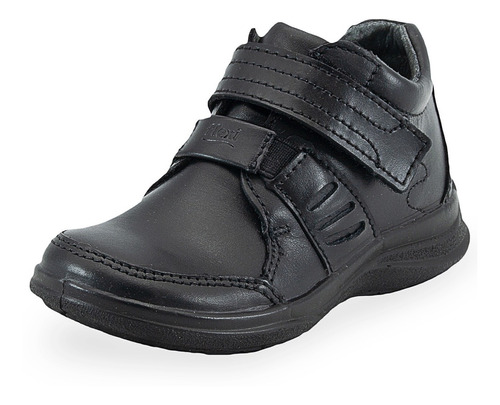 Zapato Flexi Para Niño Escolar Bota Con Velcro Piel Negro