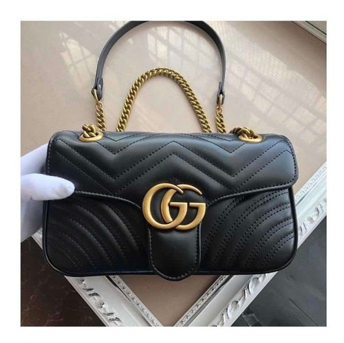 Bolsa Marmont Gucci Negra Grande 26 Cm De Calidad Triple A