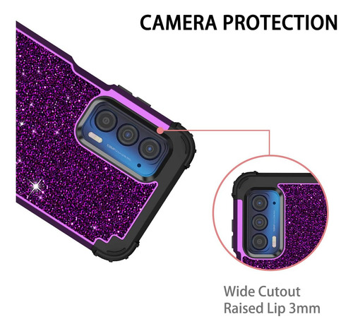Lontect Moto Edge Uw Glitter Case - Hybrid De Servicio Pesad