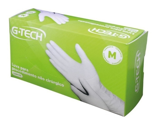 Luvas descartáveis G-Tech Para procedimento não cirúrgico cor branco tamanho  PP de látex com pó x 100 unidades 