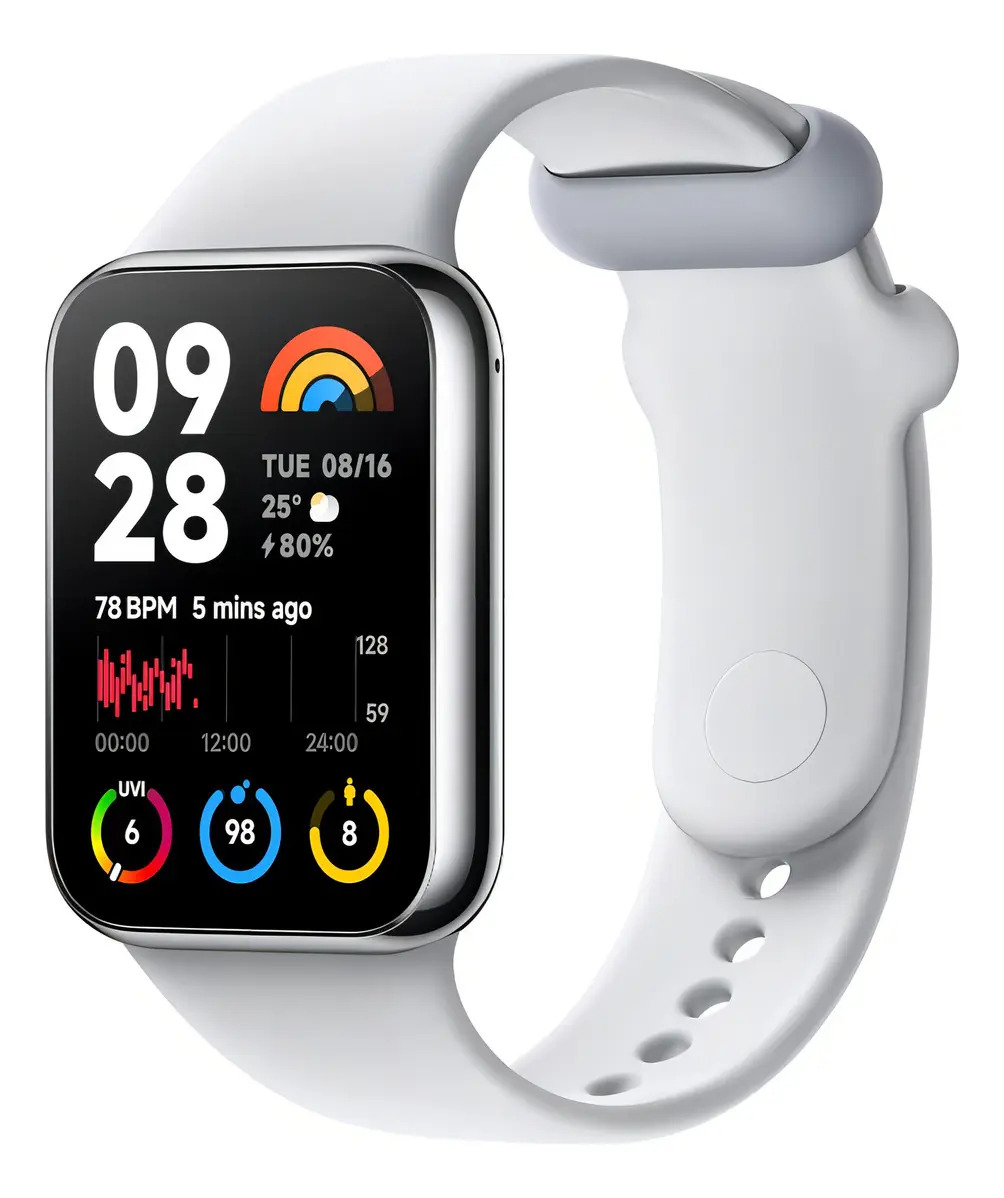 Pulseira inteligente Xiaomi Smart Band 8 Pro cinza claro Caja Plateado Correa Gris c/ pulseira