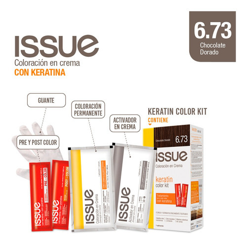 Issue Kit Tintura En Crema Keratin Color Tono 6.73 Chocolate dorado