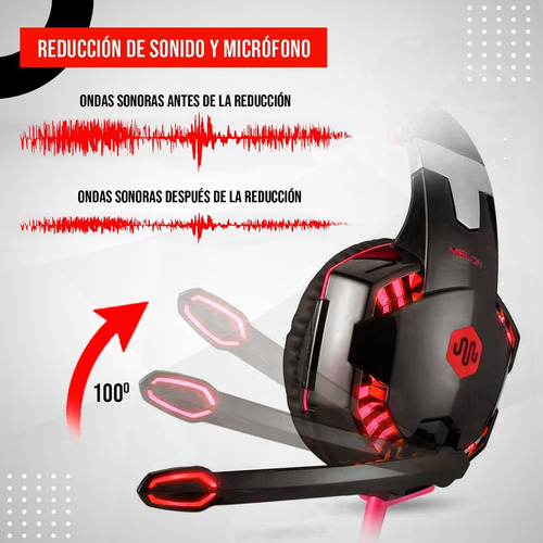 Imagen 6 de 10 de Auricular Gamer Melon Pc Ps4 Con Microfono Ajustable M5000
