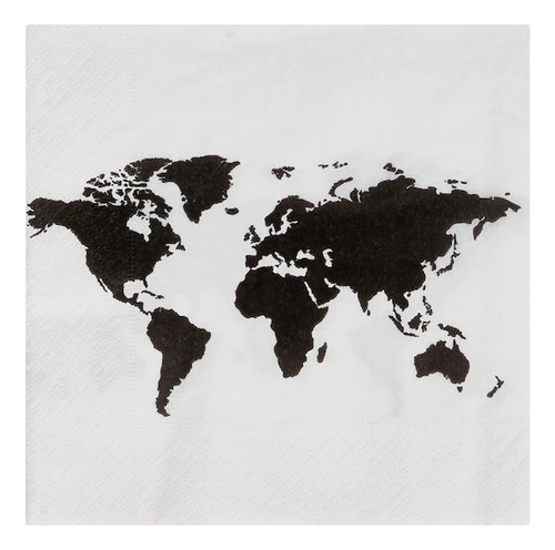 20 Guardanapos Papel Decoado Mapa Mundo Bco/preto F Tripla 