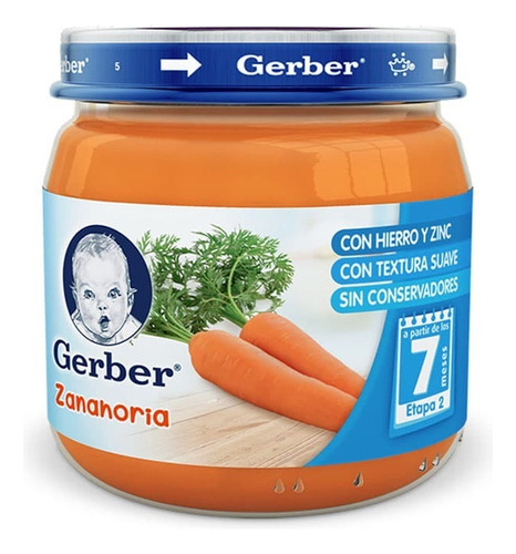 Papilla Nestlé Gerber de zanahoria sin TACC libre de lactosa 7 meses 113 g
