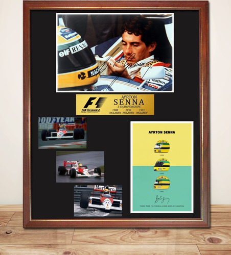 Cuadro Conmemorativo Ayrton Senna Tricampeon F1  Fórmula Uno