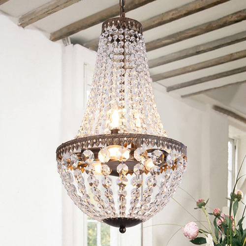 Wellmet Candelabro De Cristal De Imperio Frances De 6 Luces,