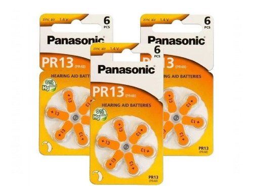 3 Blister Pilas Panasonic Pr-13 Pr-48 X6  (18 Pilas)