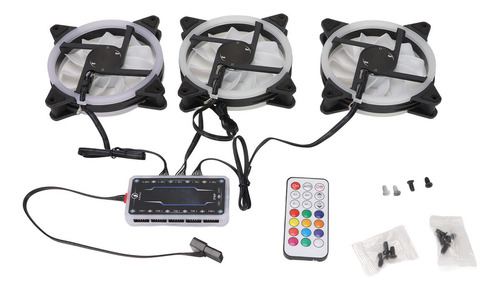 Kit De Ventiladores Gamer - 3 Ventiladores Rgb 120mm Control Inalámbrico Rf 160 Modos De Iluminación Flujo De Aire 45 Cfm 19.5 Dba Ideal Para Pc Gaming