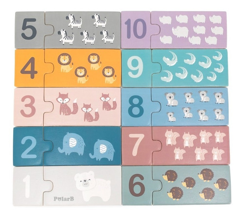Puzzle Números Y Animales Polar B Juego De Madera