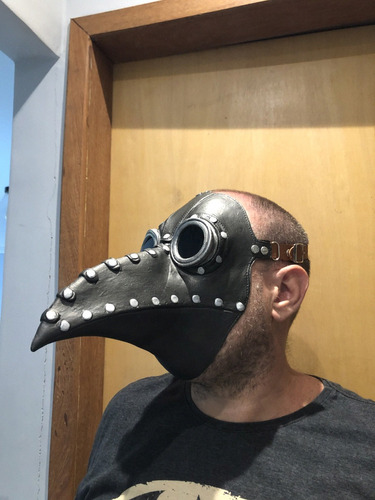 Máscara De Médico Medieval Peste Negra Praga Corvo Halloween Cor Preto