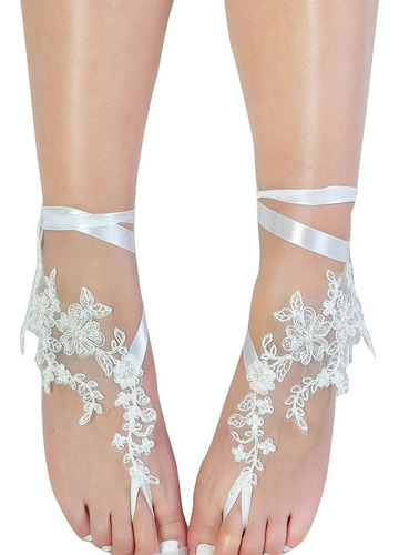 Romantic Lace Descalzo Sandalias, Zapatos Novia Boda, Dama D