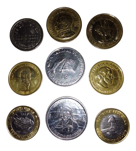 Monedas Conmemorativas Argentinas Lote De 9 Monedas