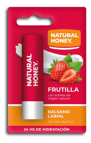 ! Balsamo Labial De Frutilla Natural Honey Humectante