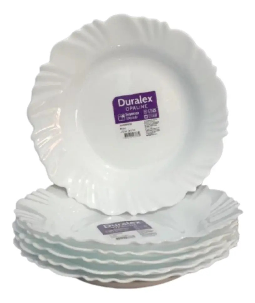 Conjunto de Pratos Fundos Duralex Nadir Pétala Branco para 6 Pessoas