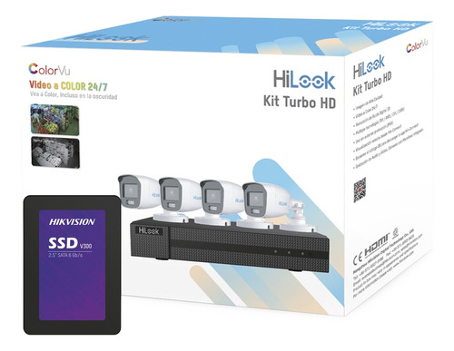 Kit Turbohd 1080p + Ssd 1 Tb Dvr 4 Ch 4 Cámaras A Color