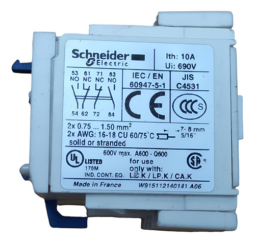 Bloque Contacto Aux Schneider La1kn223 Tesys 2na+2nc Resorte