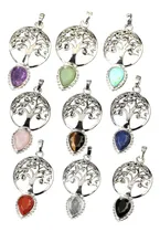 Comprar Collar Con Arbol De La Vida Y Gota De Piedra De Varios Tipos