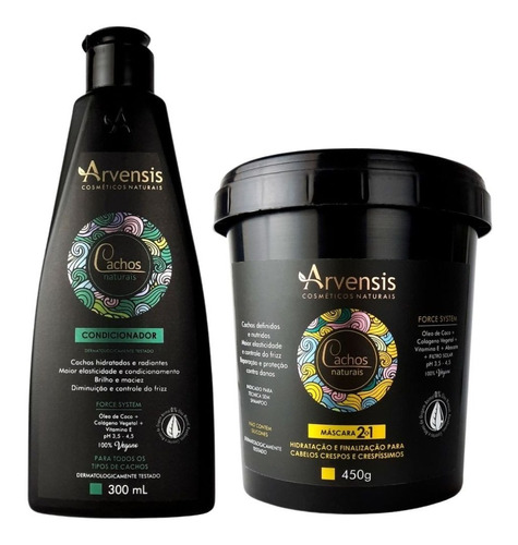 Kit Arvensis Cachos Condicionador + Máscara 2x1 450g Vegano