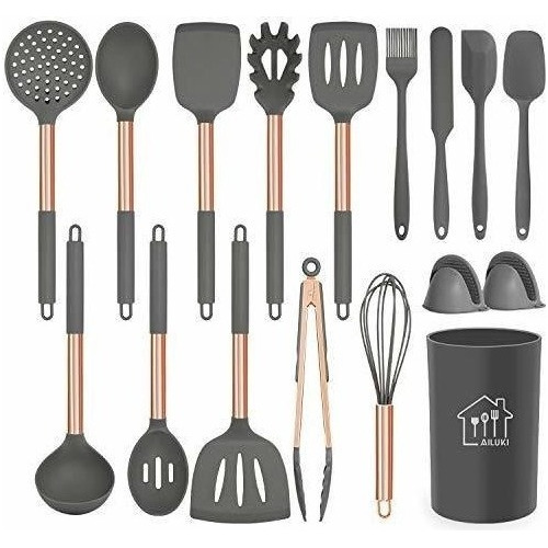 Silicone Cooking Utensil Set,ailuki Kitchen Utensils 17 Pcs 