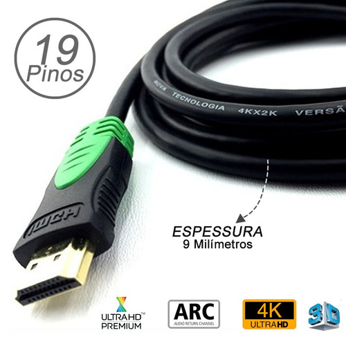 Imagem 2 de 3 de Cabo Hdmi 7 Metros Versão 2.0 Ultra Hd 3d 4k