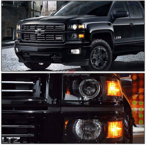 Par Faros Lupa Chevrolet Cheyenne Silverado 2014 2015 Negros