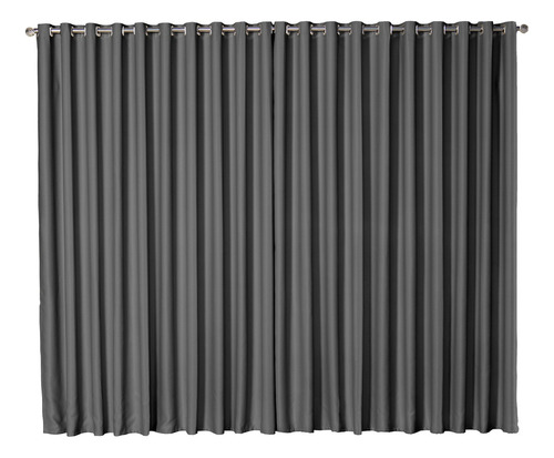 Cortina De Porta Blackout 5,00 X 2,60 Corta Luz Tecido Luxo Cor Cinza-escuro
