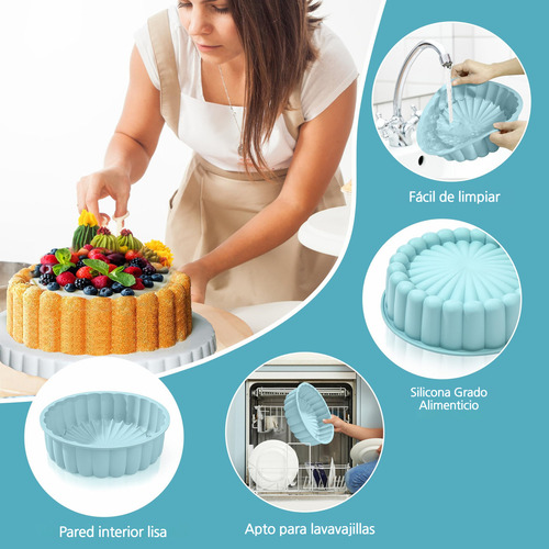 Molde De Silicón Redondo Diseño Solar Antiadherente Para Pan, Gelatinas Y Pasteles 2 Pzs