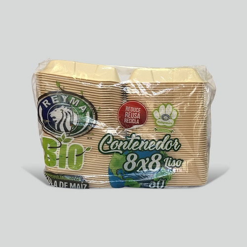 Contenedor Liso Biodegradable Reyma® 8x8 Fecula De Maiz