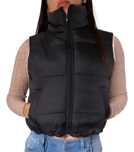 Chaleco Puffer Con Corderito Mujer