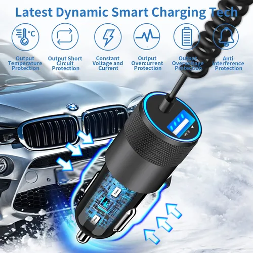 Cargador Rápido Para Auto 4.8a Con Cable Lightning 1.8m Ipho