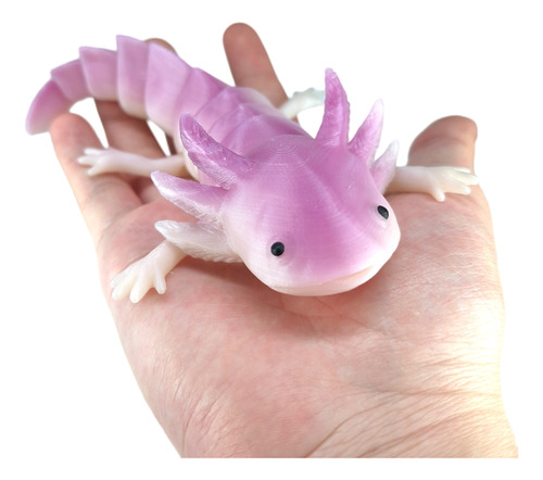 Juguete Ajolote Articulado Axolotl Cambia Color Con El Sol