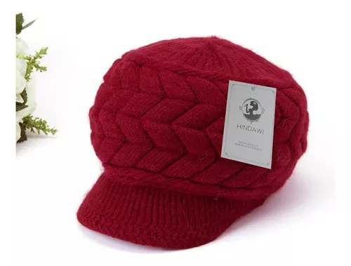 Hindawi gorro de lana caliente de invierno para mujer, gorra esquí de lana  con visera