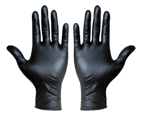 Guantes Nitrilo Extra Reforzados Anmat Pack De 10 X 100 Unid Color Negro Talle M