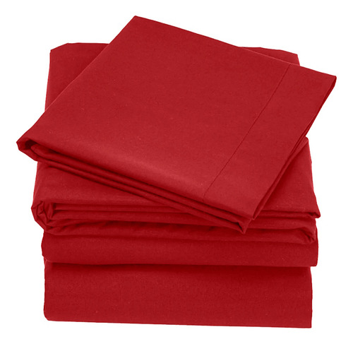 Juego Sabana Suavitec Plus Poliéster Rojo Individual Concord