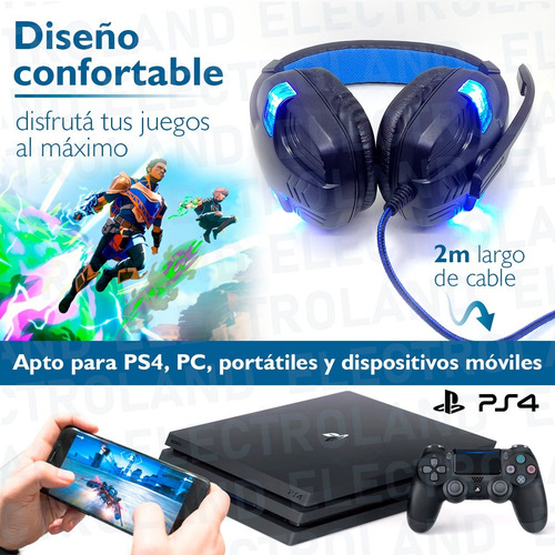 Imagen 4 de 10 de Auricular Gamer Micrófono Luz Led Sonido Hq Pc Playstation 4